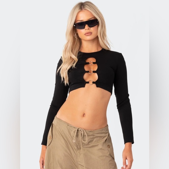 Edikted Tops - Edikted Patricia Open-Ring Top Long Sleeve Top S NWOT